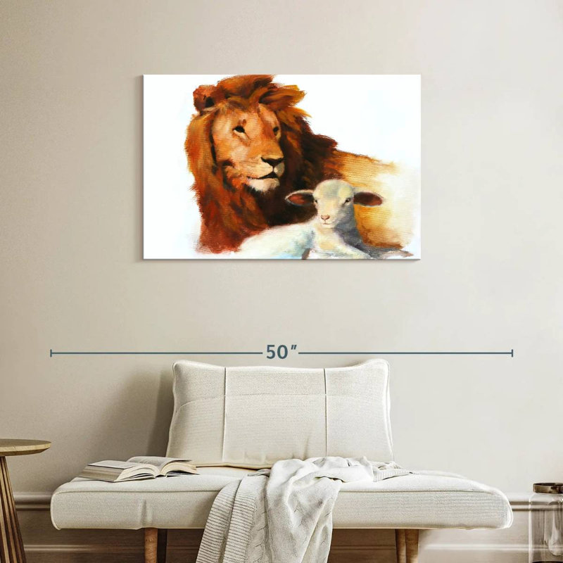 Brampt lion et agneau, H 24 po x l 36 po