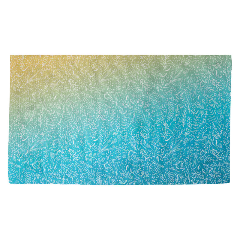 Tapis jaune/bleu ditsy floral Avicia, Rectangle 2 pi x 3 pi 4 po