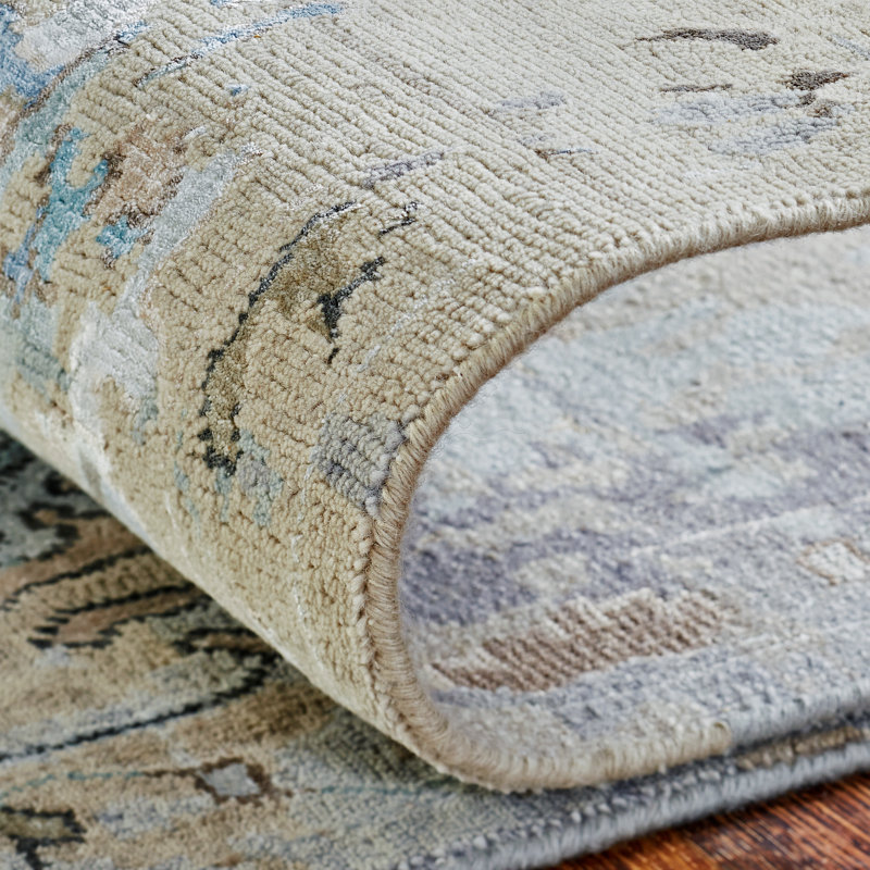 Illusion Weave Hand Knotted Abstract Area Rug, Rectangle 10' x 14'