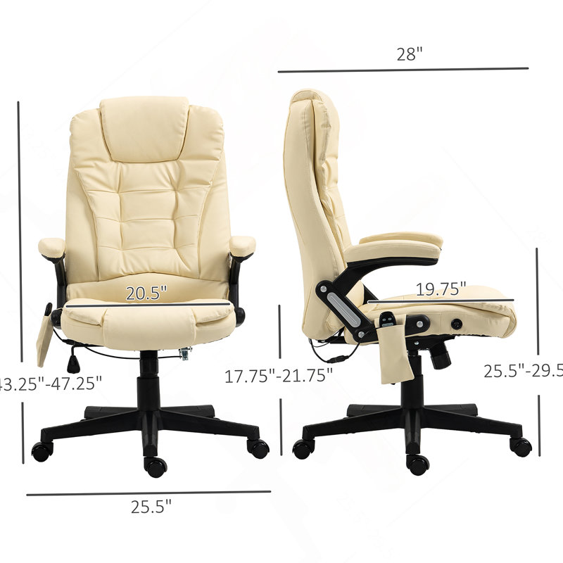 High Back Vibration Massage Office Chair with 6 Vibration Points, Heated Reclining PU Leather Computer Chair with Armrest and Remote