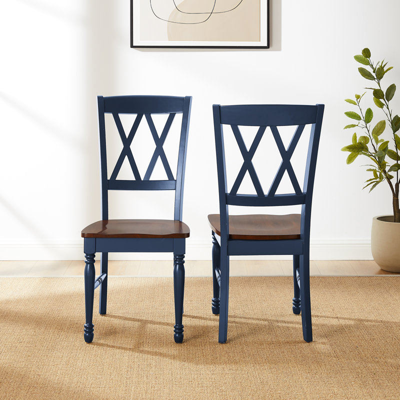 Chaise d'appoint à dossier croisé Dunblane, Bleu marine