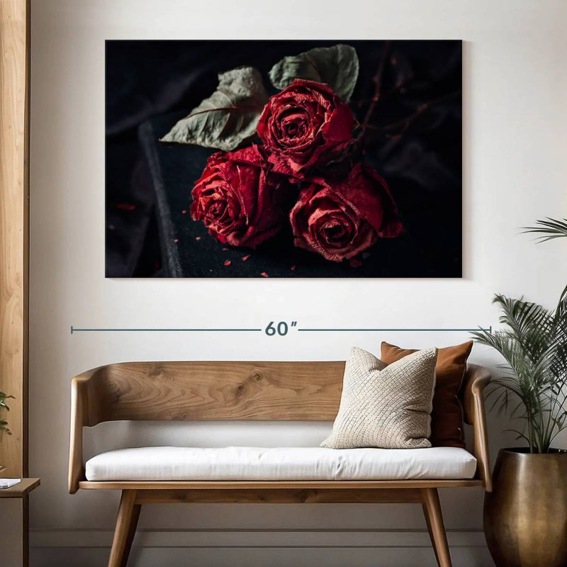 Hitzel Dried Red Roses, 34" H x 51" W