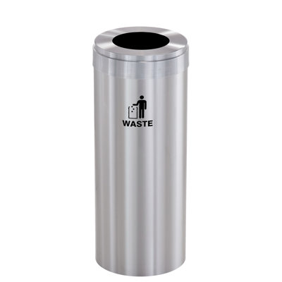 Glaro RecyclePro Value Recycling Receptacle for Waste - 15 gal - All Satin Aluminum finish