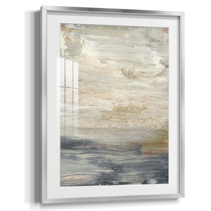 Serein I, reproduction d'art encadrée, Papier avec cadre argenté, Oui