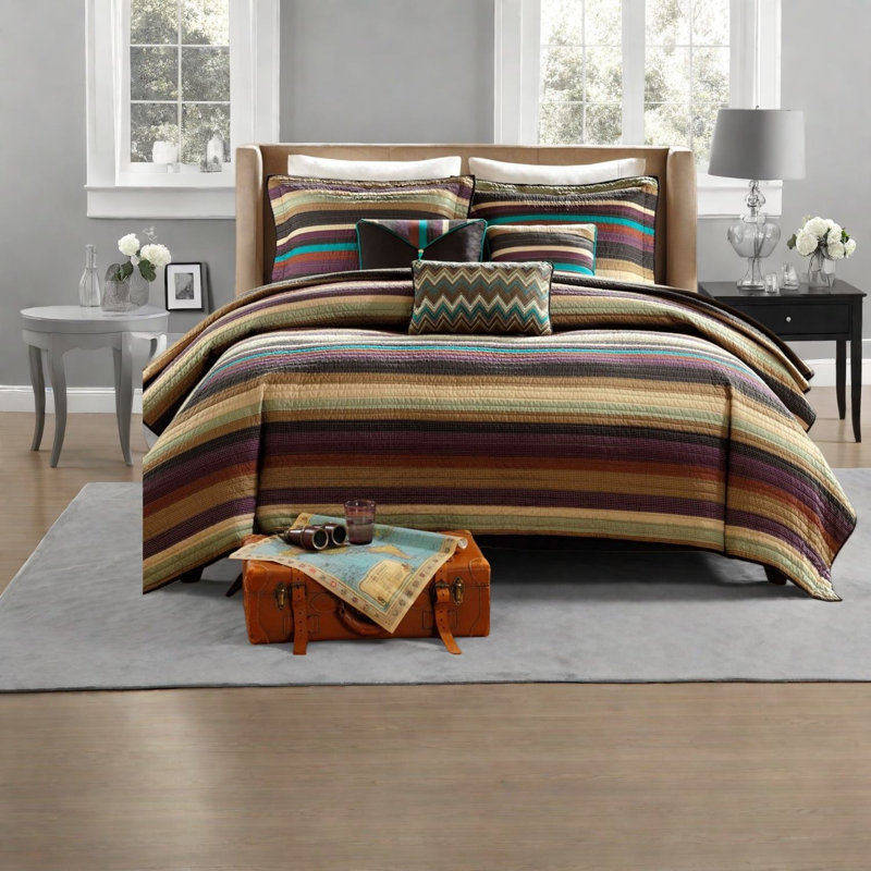 Ensemble de literie réversible en coton rembourré simple TG, maison moderne rustique