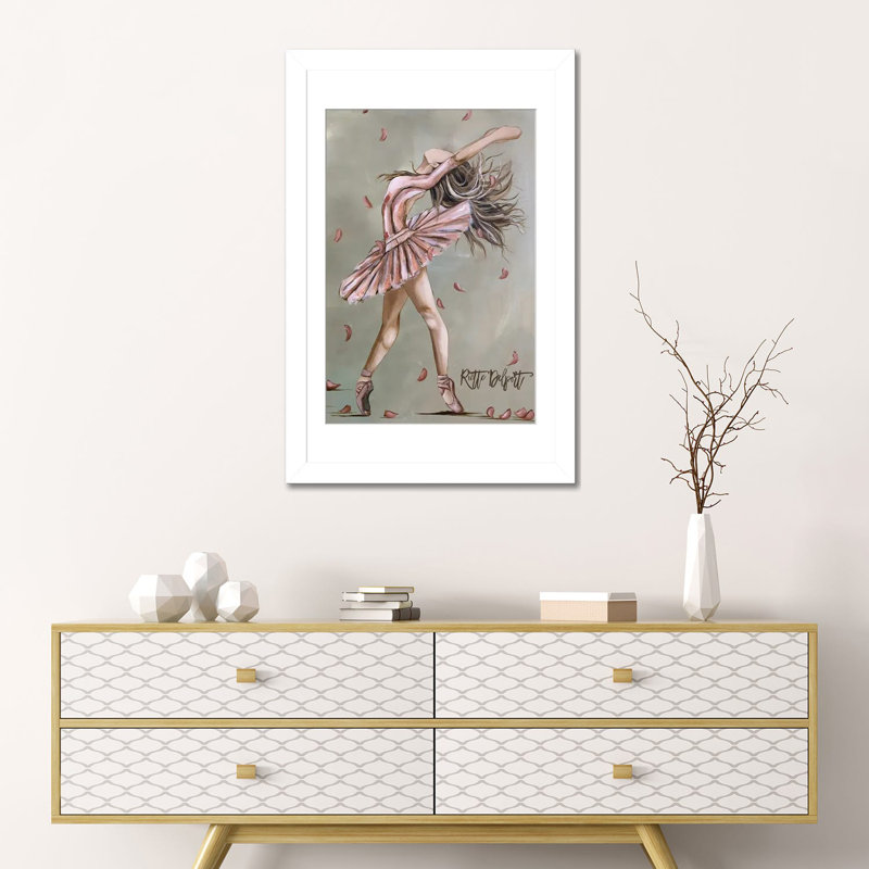 Ballerine dansante - RAZ319, Papier à cadre ouvert avec passe-partout, H 24 po x l 16 po, White