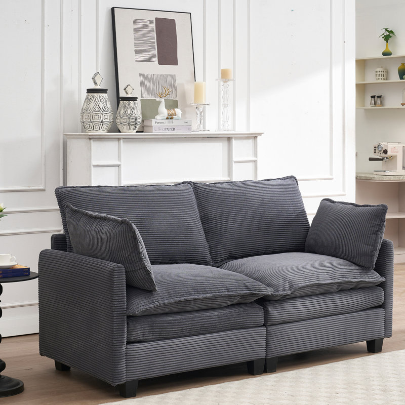 Grand velours en forme de U - 2 avec mousse confortable et coussins à ressorts ensachés, 2 coussins lombaires, assise profonde
