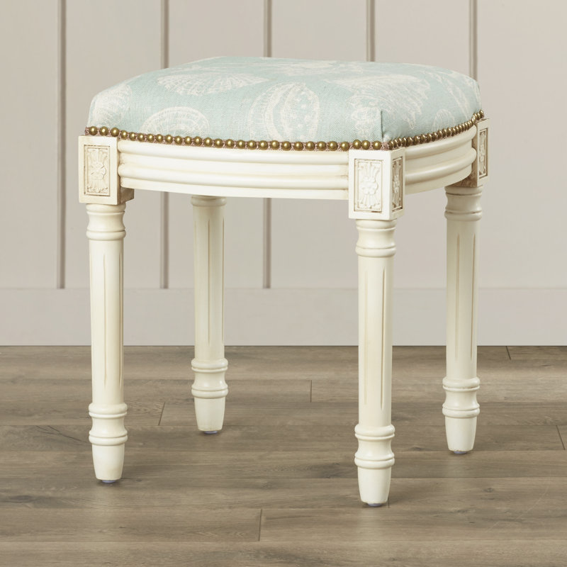 Toscano Solid Wood Accent Stool, Blue