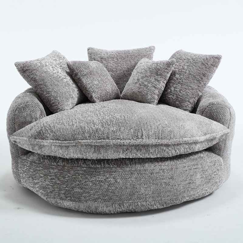 Fauteuil rond surdimensionné de 55 pouces, Gris clair