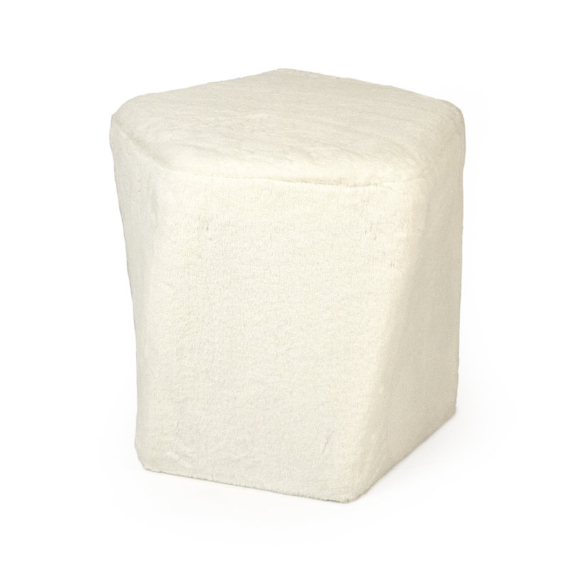 Upholstered Accent Stool, White