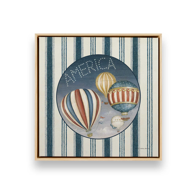 «America Ballons IV» par David Carter Brown, reproduction d'art, L 30 po x H 30 po, Érable, Toile avec cadre