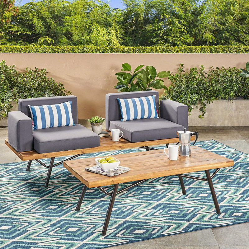 Causeuse d'extérieur avec table basse Canoga