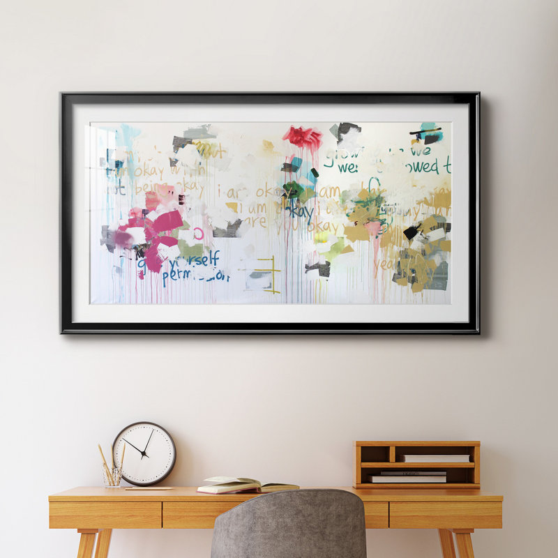 Kent Youngstrom - peinture encadrée, Papier encadré noir, H 22,5 po x l 42,5 po x P 1,5 po, Blanc