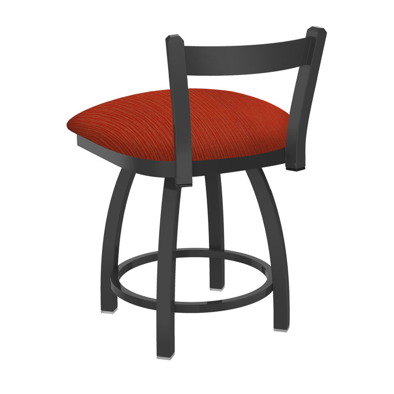 Tabouret de coiffeuse en métal Catalina, Étain, Tissu graphique coquelicot
