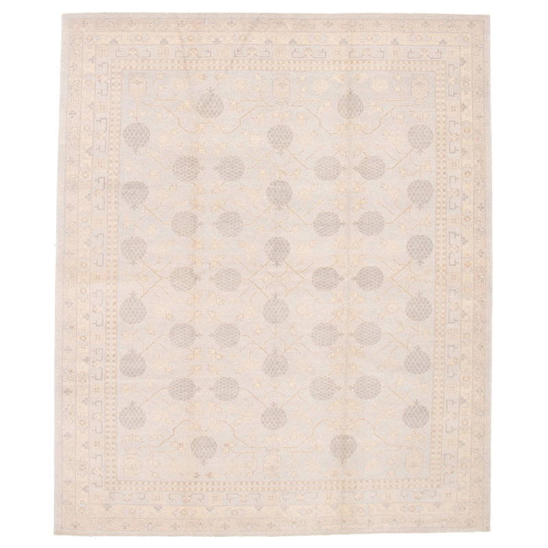 Tapis oriental gris clair en laine noué à la main Anatolian, Rectangle 8 pi 1 po x 10 pi
