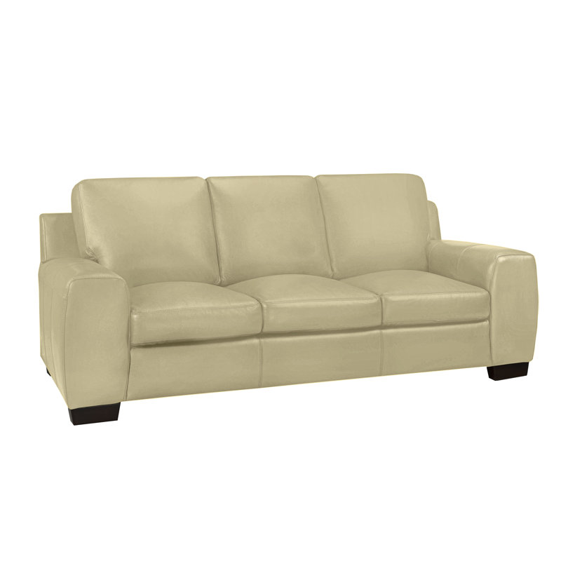 Causeuse Lynsey, Cuir gris nuage, H 36 po x l 86 po x P 37 po
