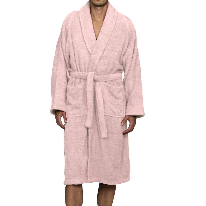 Peignoir mi-mollet en ratine 100 % coton avec poches Finnian, Rose, Petit