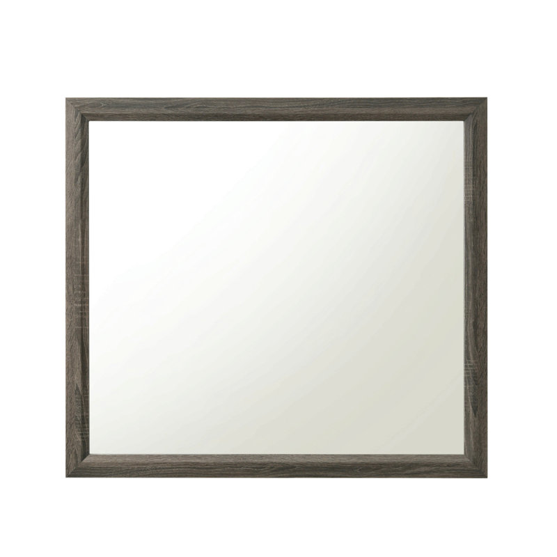 Miroir au fini gris patiné, Gris, Rectangulaire, 35 po x 39 po
