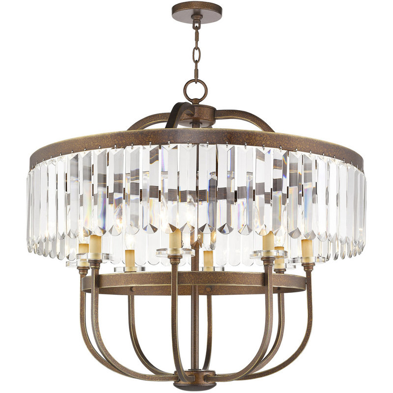 Tambour de lanterne à 8 lumières avec accents de cristal Caroline