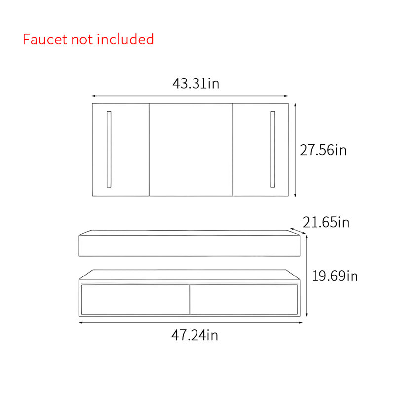 Armoire de salle de bain au design simple, Noir, noir, noir, noir