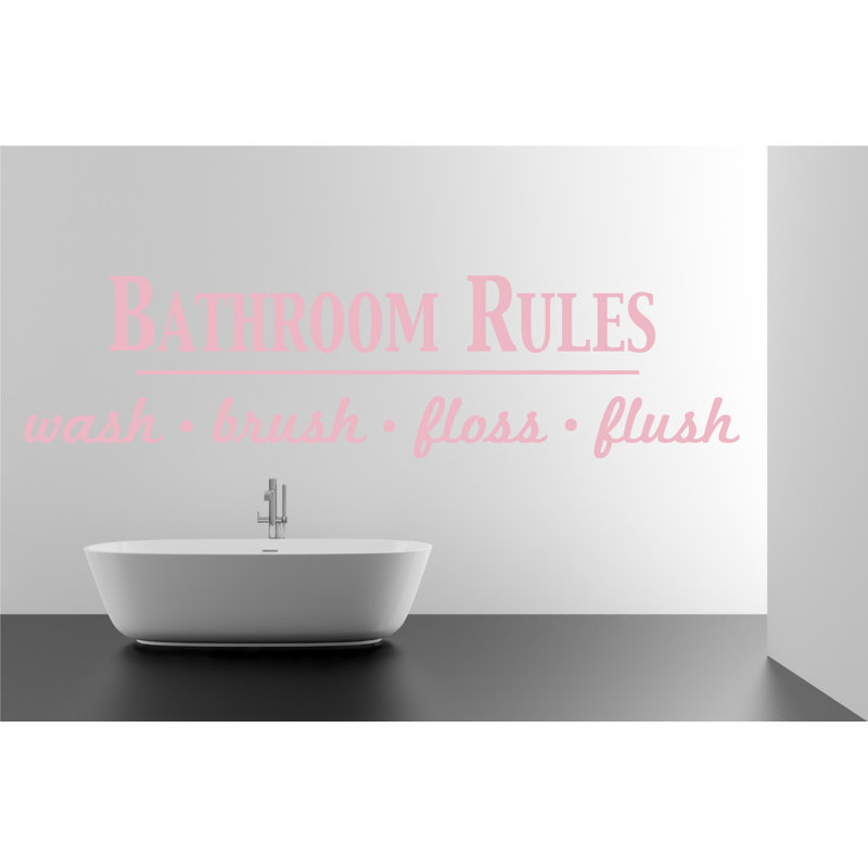 Décalcomanie murale règles de salle de bain, Rose œillet, H 9 po x l 36 po x P 0,01 po