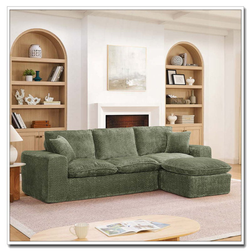 Canapé modulaire en L 107 po, 4, Vert