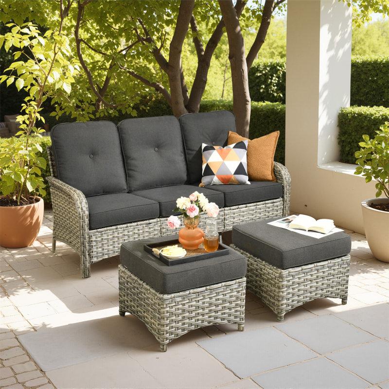 5-person Outdoor Seating Group With Cushions, All-weather Wicker Patio Set, Black