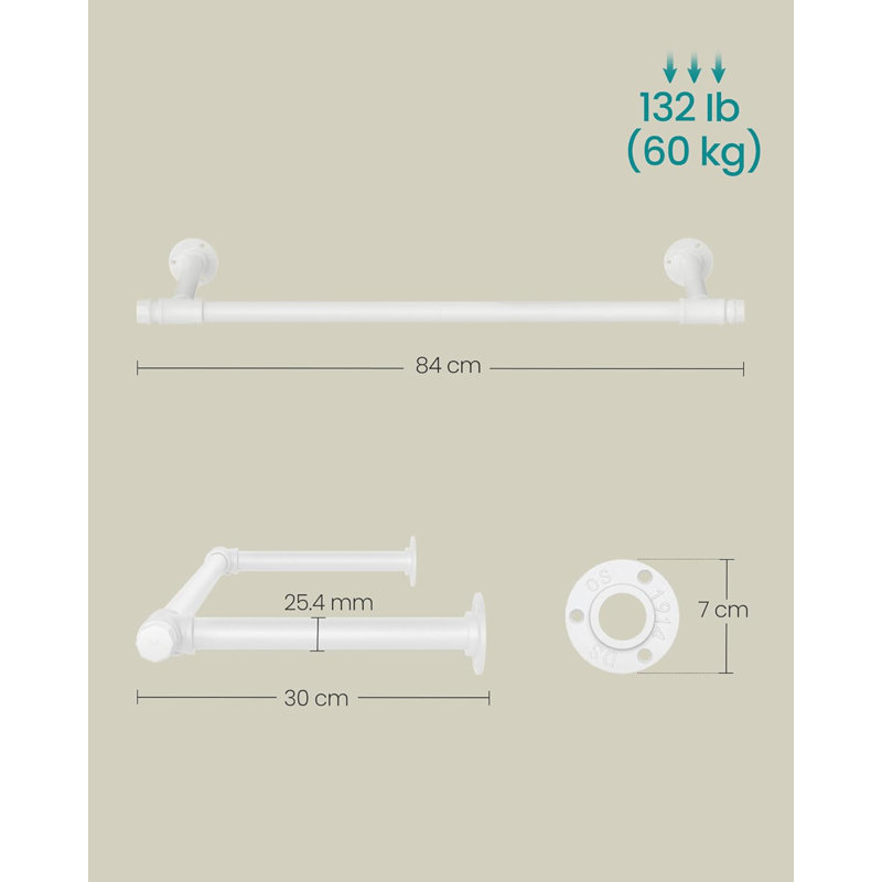 Diedrich 84cm Adjustable Wall Mounted Clothes Rack, White