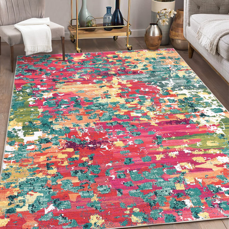 Jizell Washable Abstract Indoor Rug