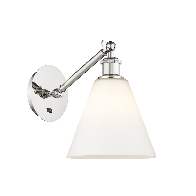 Applique articulée à 1 lumière à intensité variable Shauna, Blanc mat, DEL, Nickel poli