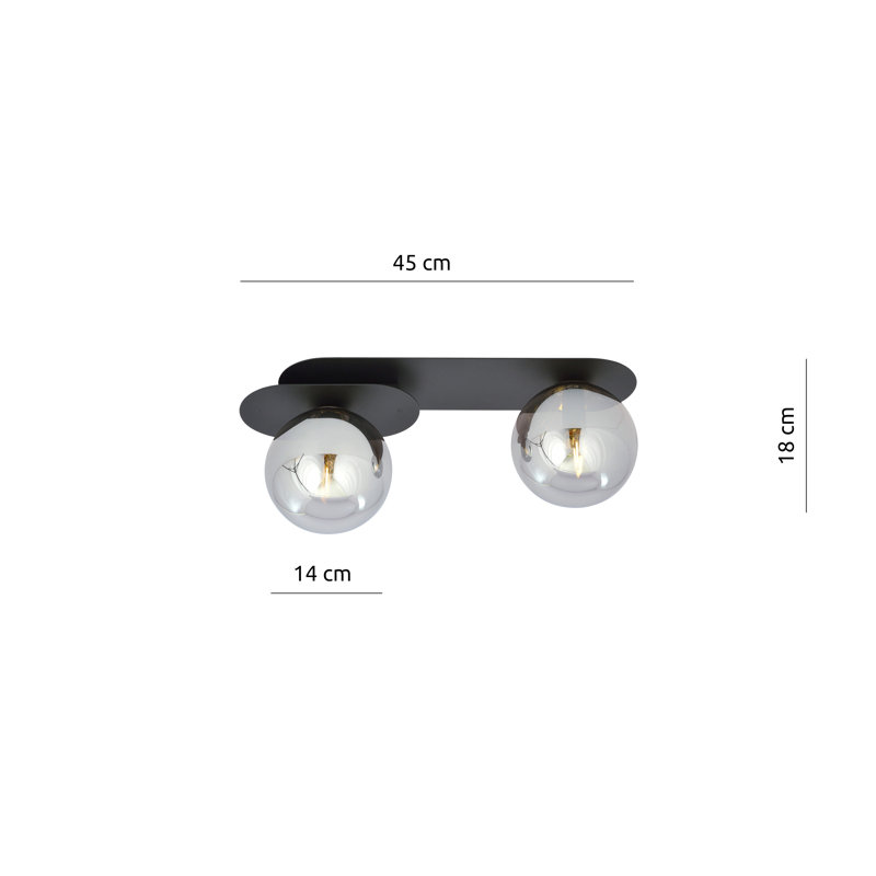 Menyauthe Glass Flush Mount, 21cm H x 20cm W x 15cm D, Graphite