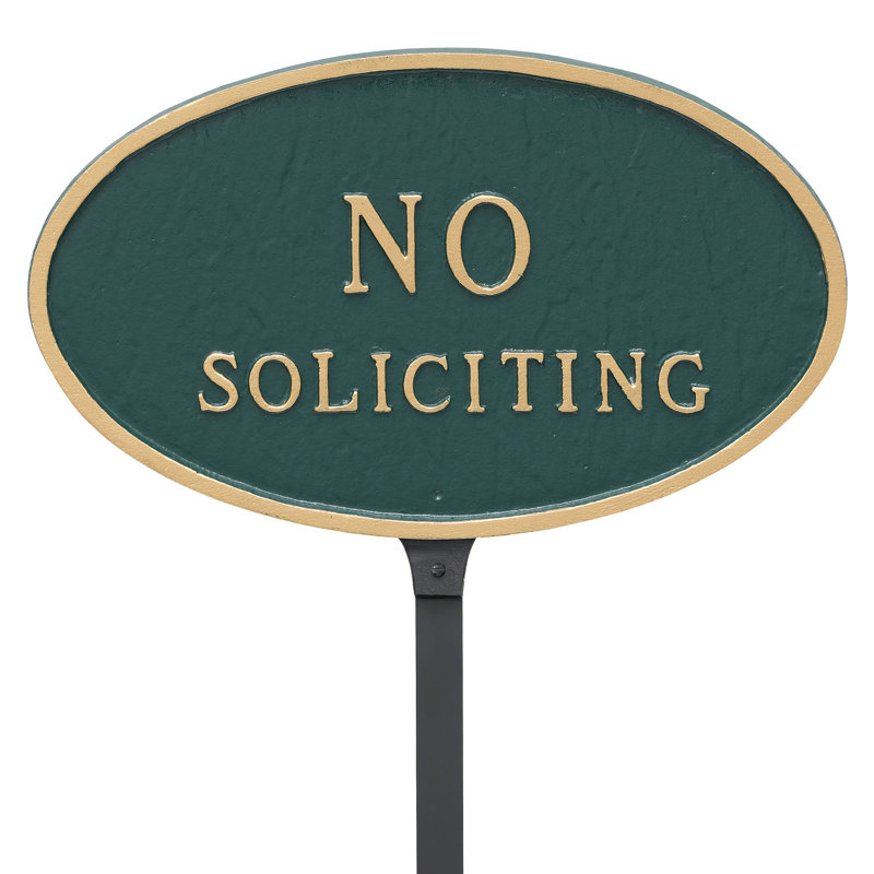 No Soliciting Statement Garden Sign, Hunter Green/Gold
