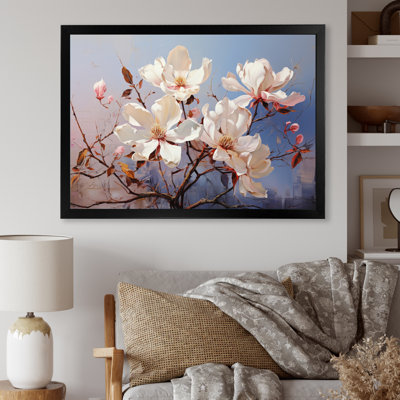 " White Blue Magnolias Romantic Impression "