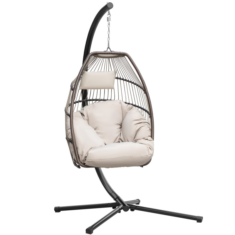 Colesen 1 Person Egg Chair with Stand, Beige