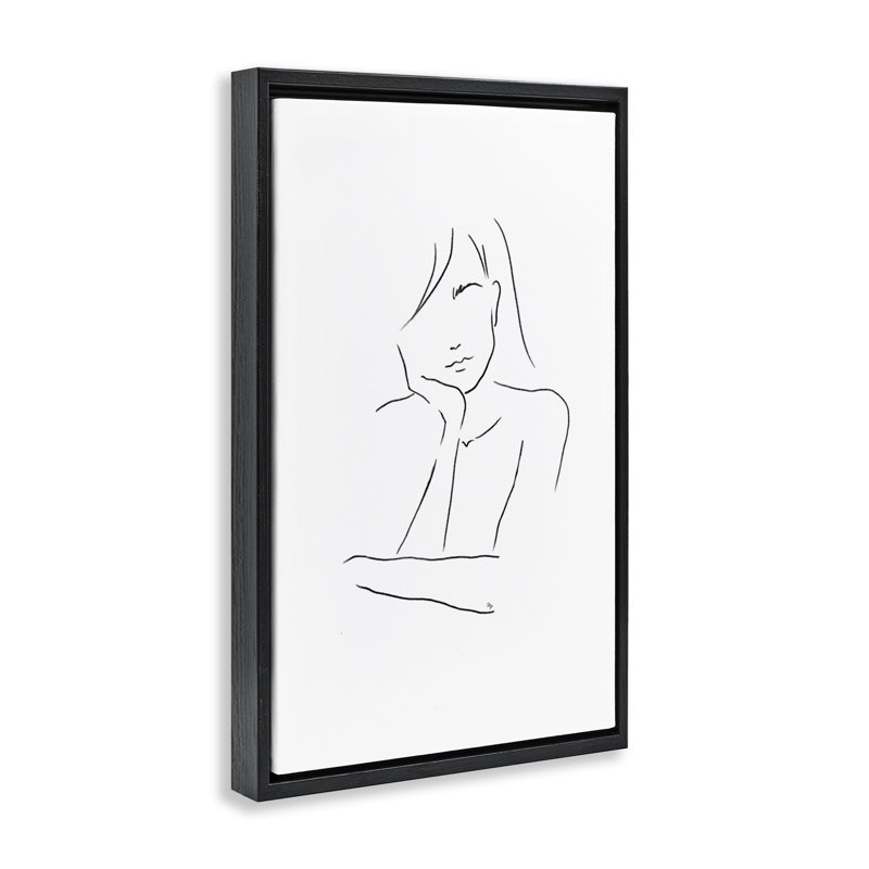 Cadre flottant triste, dessin par Martina Pavlova, Cadre flottant noir de jais, H 25 po x l 17 po