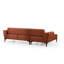 Élégant canapé-lit d'angle, rouge carrelé, 55,1 po x 106,3 po x 30,3 po | Tissu 100% polyester, bois de hêtre et structure en carton gris | Mécanisme de dossier tournant pour faciliter la conversion | Coussins en mousse souple, parfaits pour les salons-1356911427-1356911437