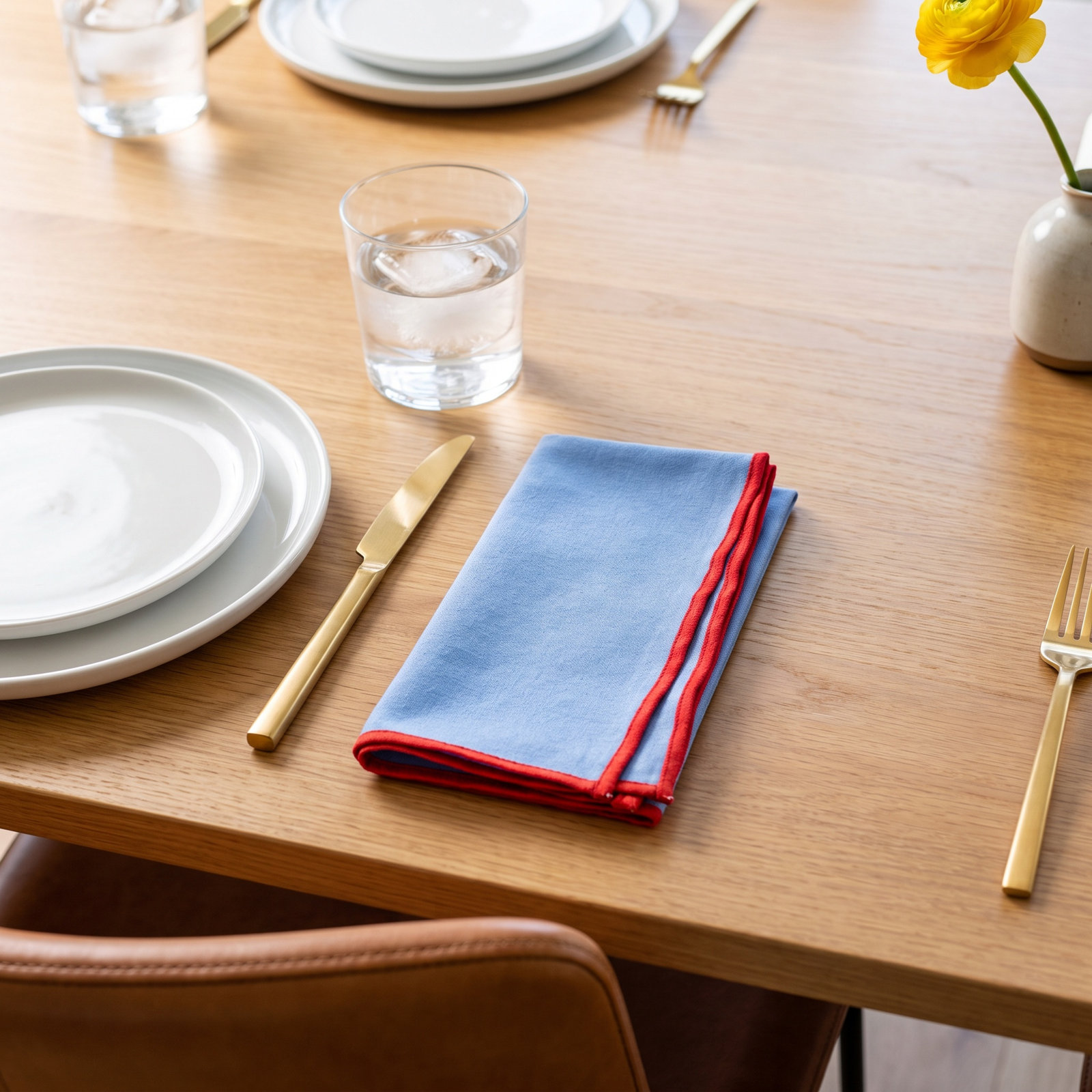Reversible Napkin, French Blue/Red