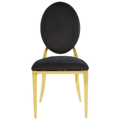 Manville 43cm H Velvet Upholstered Metal King Louis Back Side Chair in Black