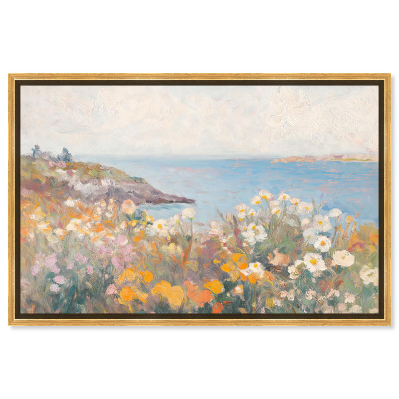 Impression sur toile «Seaside Garden» par Art Remedy, Cadre doré, H 37 po x l 55 po