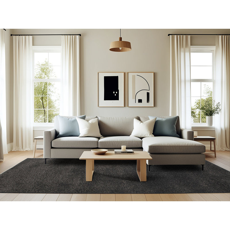 Tapis contemporain noir, Rectangle 6 pi x 9 pi