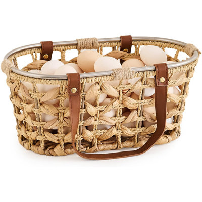 Egg Baskets for Collecting Fresh Eggs Farmhouse Handmade Wicker Hyacinth Egg