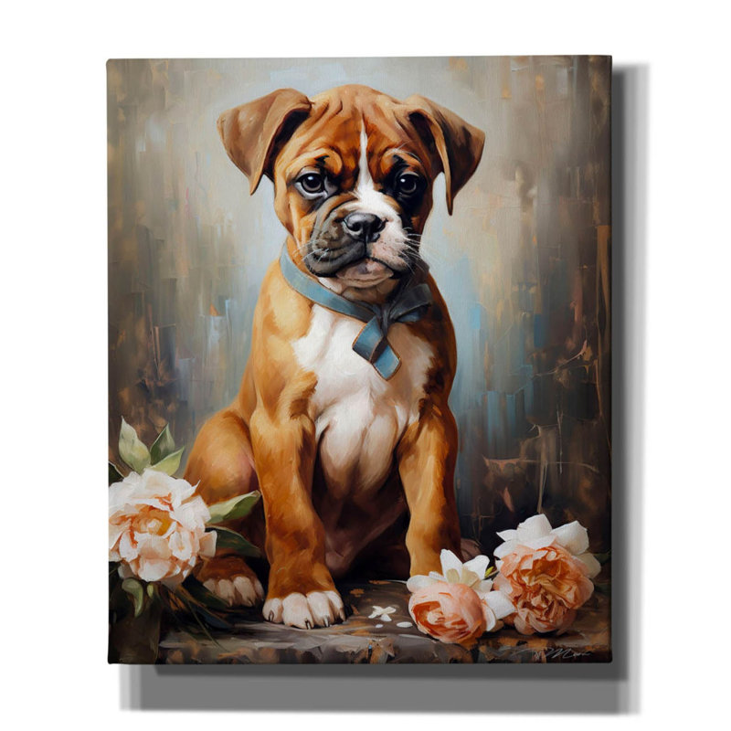 «Puppy Of Boxer Dog» par Momart, art mural sur toile, H 24 po x l 20 po x P 0,75 po