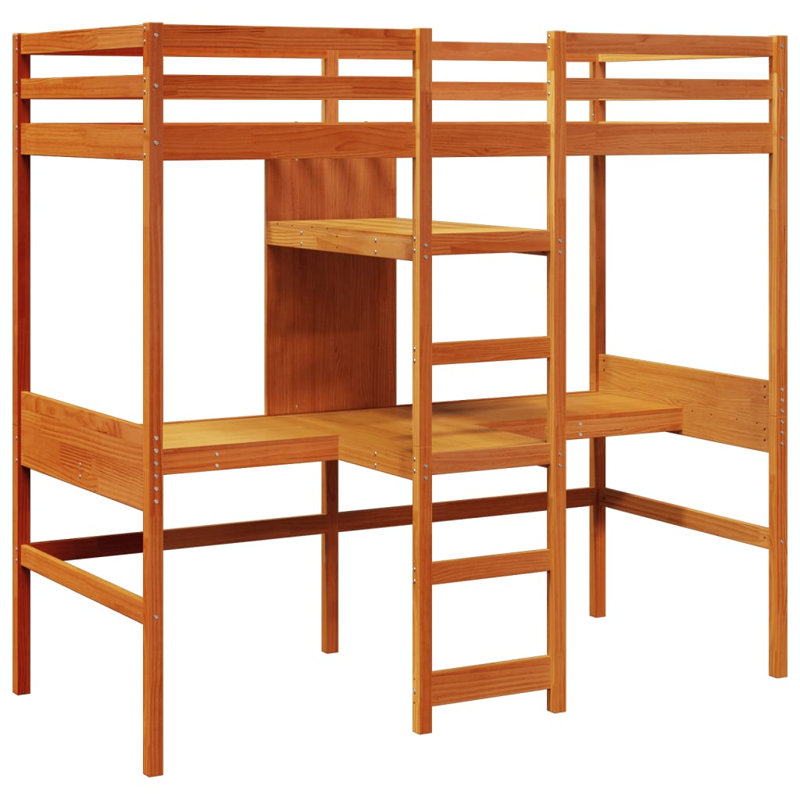 Sherbrooke High Sleepers with Trundle Included, Small Single (75 x 190 cm), Wax Brown
