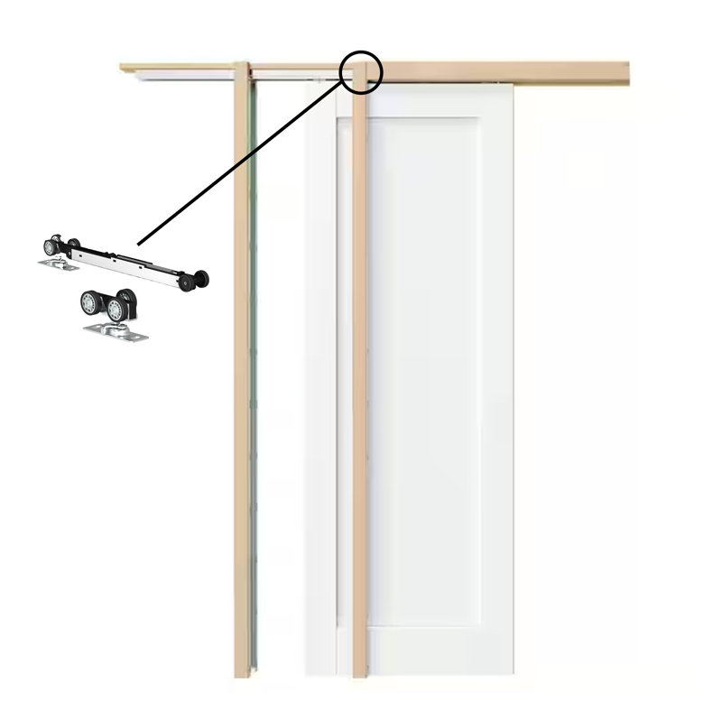 Porte coulissante avec fermeture à glissière - Porte intérieure en MDF blanc de style shaker et garde-manger avec cadre de poche