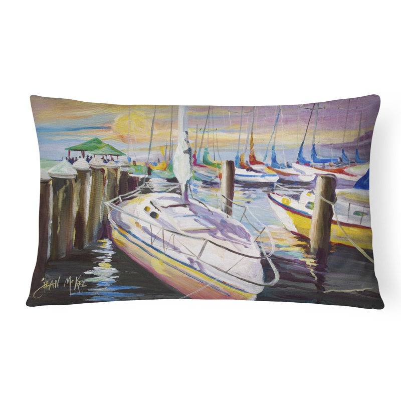 Coussin décoratif intérieur / extérieur Voilier au Fairhope Yacht Club Docks