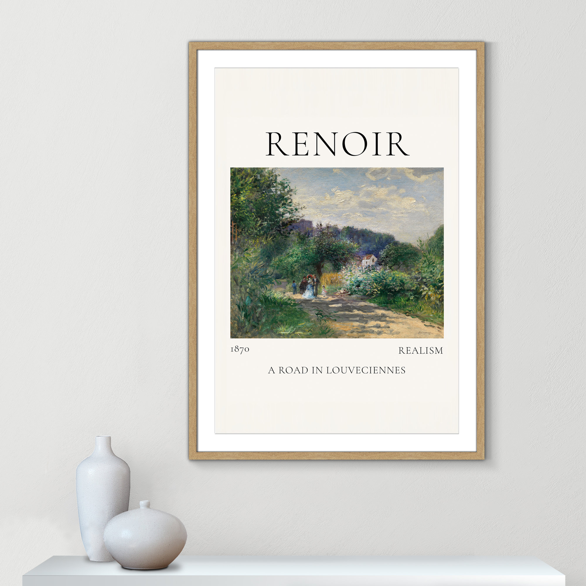 Old Masters Collection " A Road In Louveciennes " by Auguste Renoir, Natural Single Picture Frame, 19" H x 16" W x 1.25" D