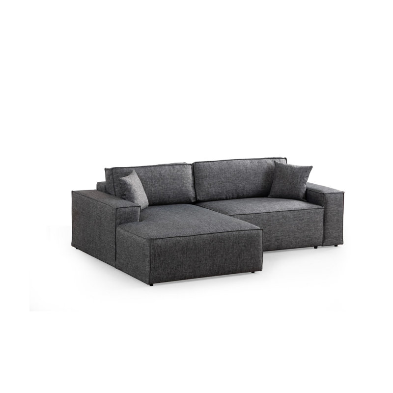 Canapé-lit d'angle, Mélange de polyester gris, Orienté à gauche (vu de face)