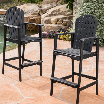 Ensemble de 2 sièges d'extérieur gris foncé en bois foncé Cadre d'eau pour patio et jardin en gris, 2 - Ajoutez de l'élégance à votre