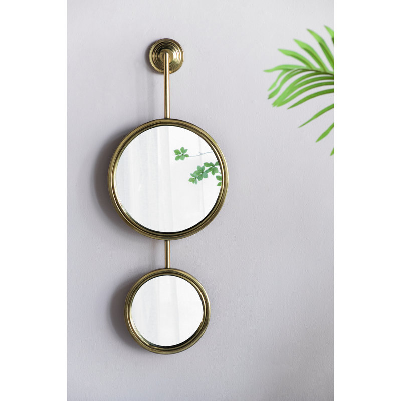 2 miroirs muraux contemporains, fer doré, 11 po x 28,5 po, pour décor de bureau
