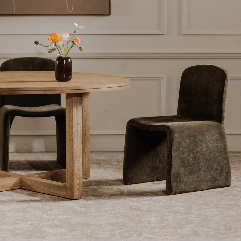 Ella Upholstered Dining Chair, Heather Beige Basketweave